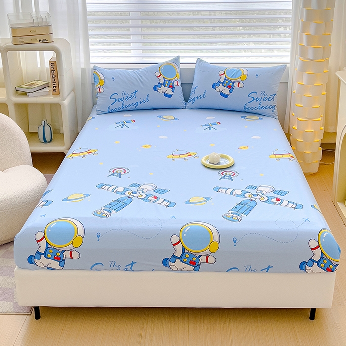 91家纺网 家纺一手货源 找家纺 金鑫汇家纺 2025新款超好卖全棉单床笠 宇宙奥秘