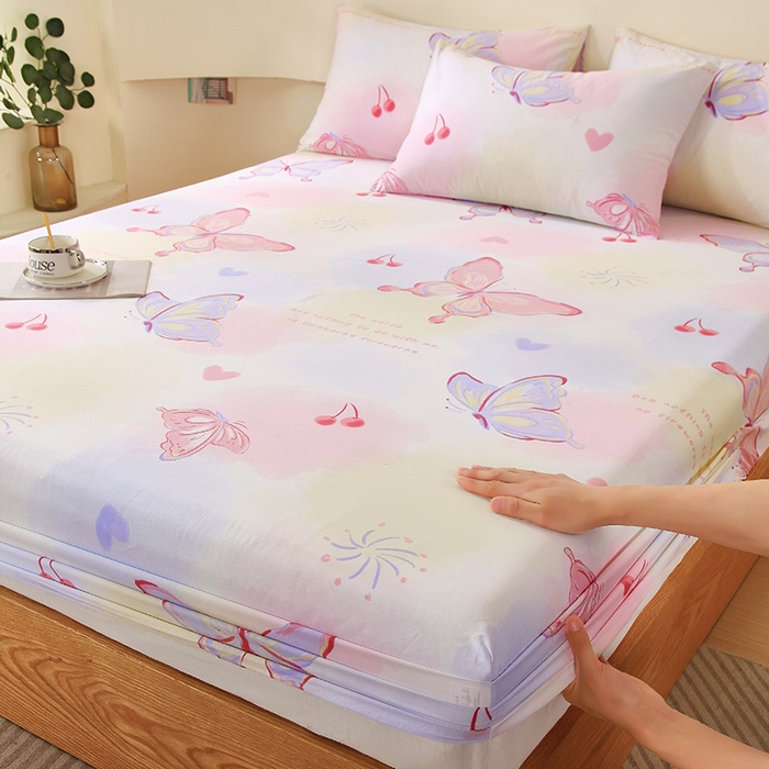 91家纺网 家纺一手货源 找家纺 金鑫汇家纺 2025新款超好卖全棉单床笠 彩蝶飞舞