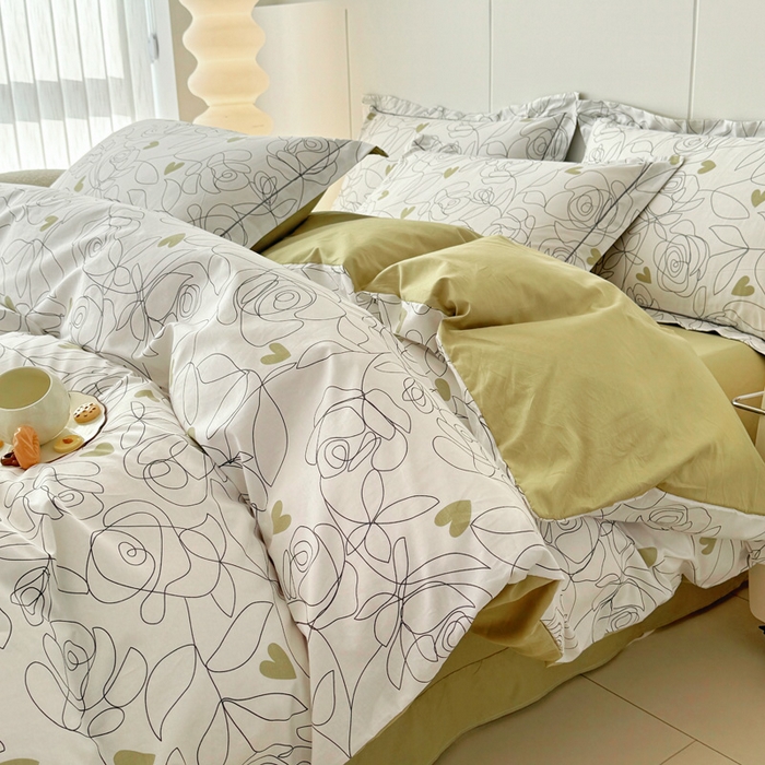 91家纺网 家纺一手货源 找家纺 2025新款133X76宽幅全棉纯棉印花系列四件套 玫瑰爱情