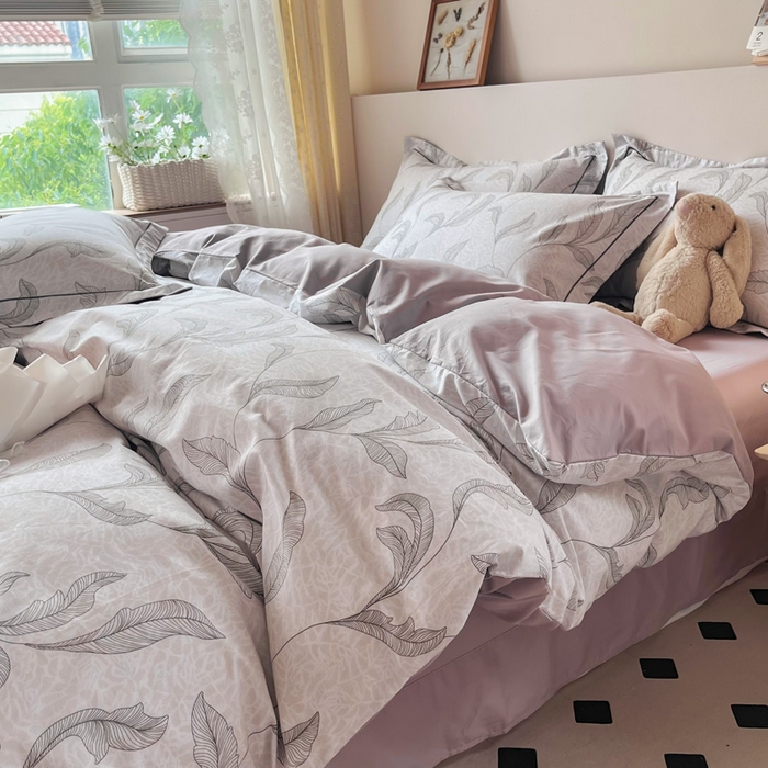 91家纺网 家纺一手货源 找家纺 2025新款133X76宽幅全棉纯棉印花系列四件套 落落晨光