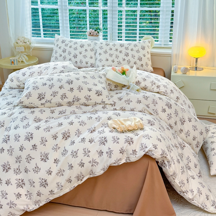 91家纺网 家纺一手货源 找家纺 金米诺 2024款A类有氧针织棉双层纱加厚四件套 暖日回忆