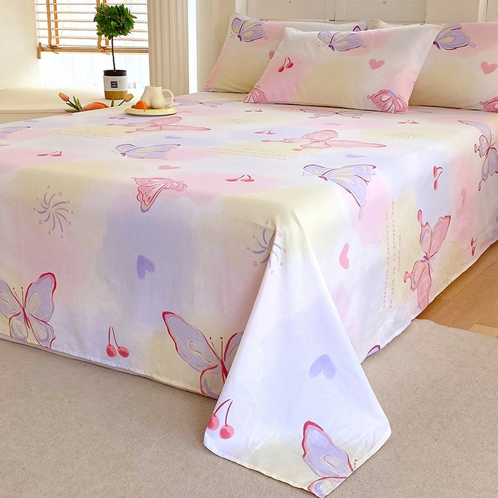 91家纺网 家纺一手货源 找家纺 金鑫汇家纺 2025新款超好卖全棉单床单 彩蝶飞舞