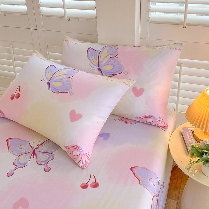 91家纺网 家纺一手货源 找家纺 金鑫汇家纺 2025新款超好卖全棉单枕套 彩蝶飞舞