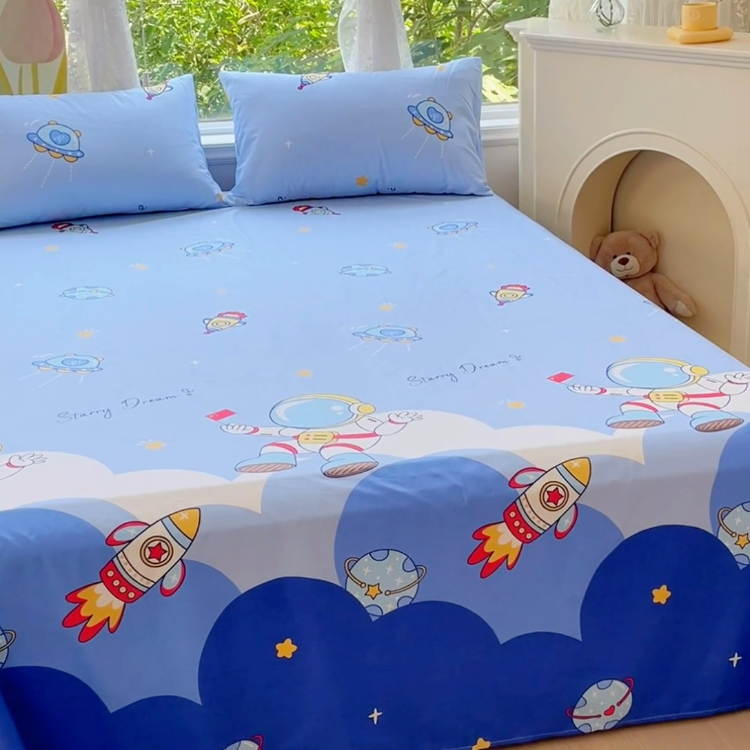 91家纺网 家纺一手货源 找家纺 金鑫汇家纺 2025新款超好卖全棉单床单 翱翔太空