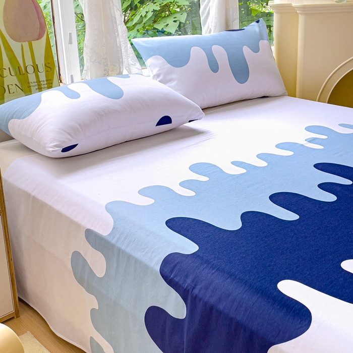 91家纺网 家纺一手货源 找家纺 金鑫汇家纺 2025新款超好卖全棉单床单 奶油蓝