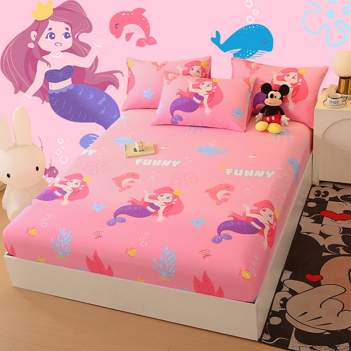 91家纺网 家纺一手货源 找家纺 金鑫汇家纺 2025新款超好卖全棉单床笠 小美人鱼