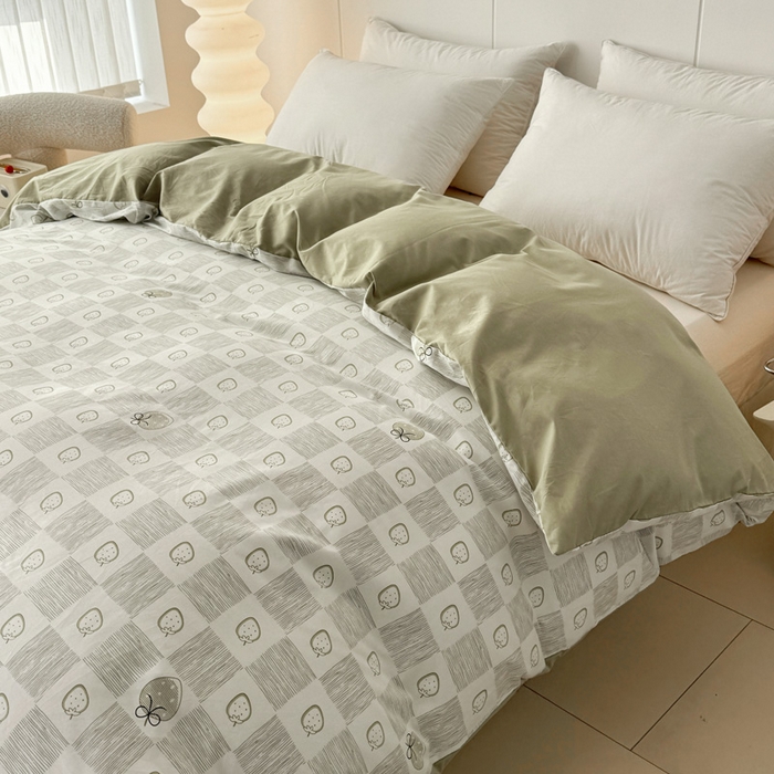 91家纺网 家纺一手货源 找家纺 2025新款133X76宽幅全棉纯棉印花系列单品被套 有点甜-绿