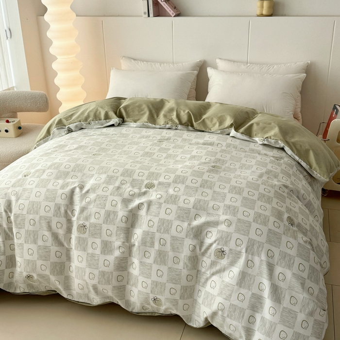 91家纺网 家纺一手货源 找家纺 2025新款133X76宽幅全棉纯棉印花系列单品被套 有点甜-绿