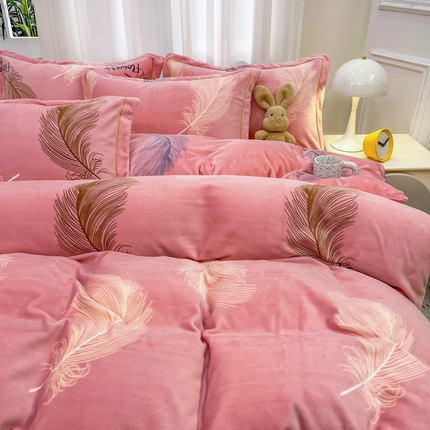 91家纺网 家纺一手货源 找家纺 （总）(买家秀 爆款不断货）A类母婴级双面牛奶绒四件套珊瑚绒雪花绒四件套AB版高克重牛奶绒四件套纯色牛奶绒