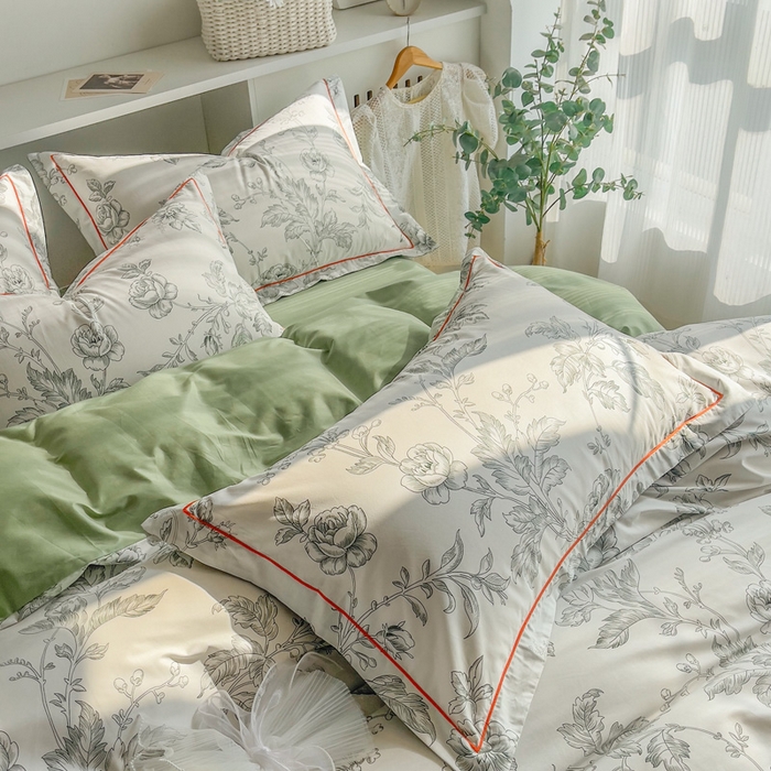 91家纺网 家纺一手货源 找家纺 2025新款133X76宽幅全棉纯棉印花系列四件套 知意