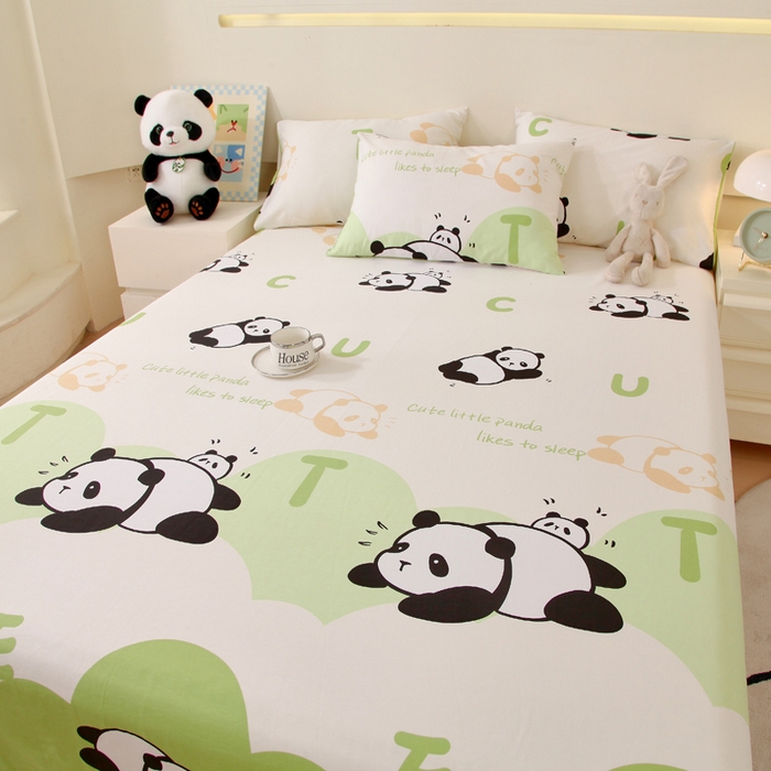 91家纺网 家纺一手货源 找家纺 金鑫汇家纺 2025新款超好卖全棉单床单 可爱熊猫