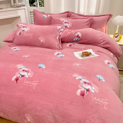 91家纺网 家纺一手货源 找家纺 （总）(买家秀 爆款不断货）A类母婴级双面牛奶绒四件套珊瑚绒雪花绒四件套AB版高克重牛奶绒四件套纯色牛奶绒