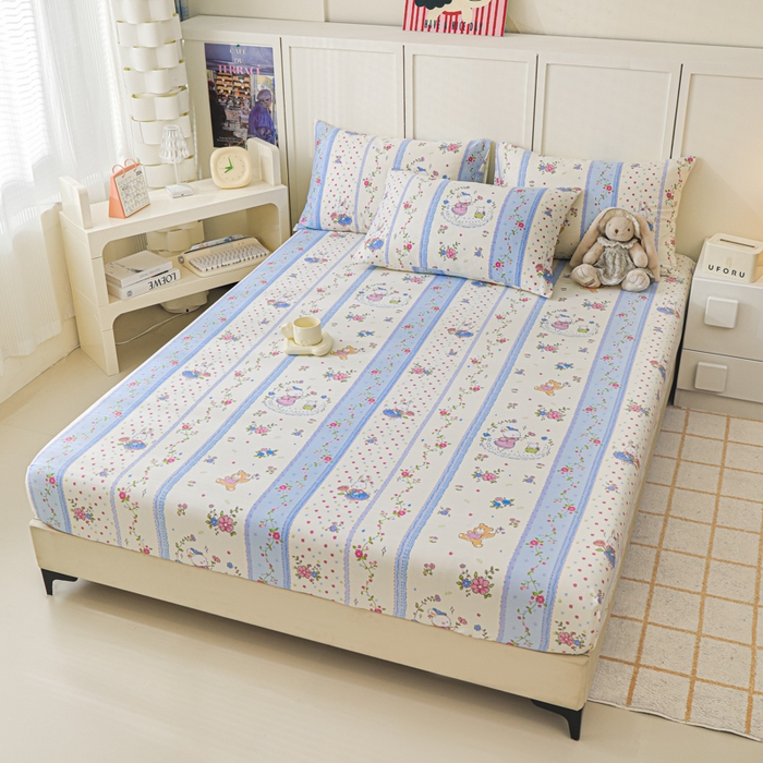 91家纺网 家纺一手货源 找家纺 金鑫汇家纺 2025新款超好卖全棉单床笠 快乐萌兔