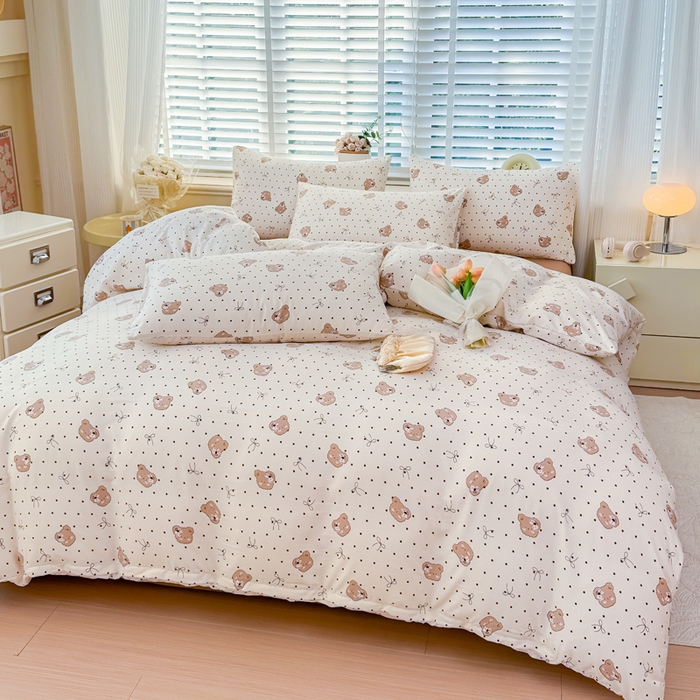 91家纺网 家纺一手货源 找家纺 金米诺 2024款A类有氧针织棉双层纱加厚四件套 奇妙熊