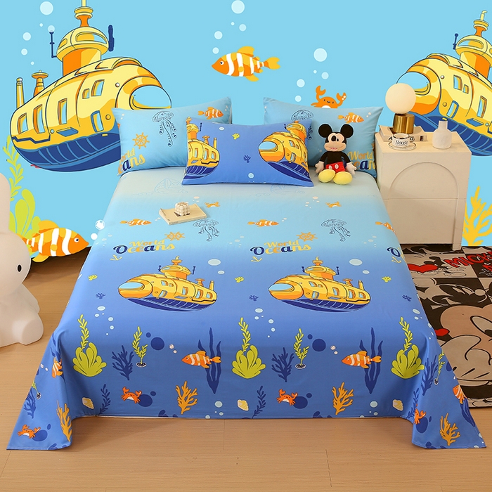 91家纺网 家纺一手货源 找家纺 金鑫汇家纺 2025新款超好卖全棉单床单 海底探秘