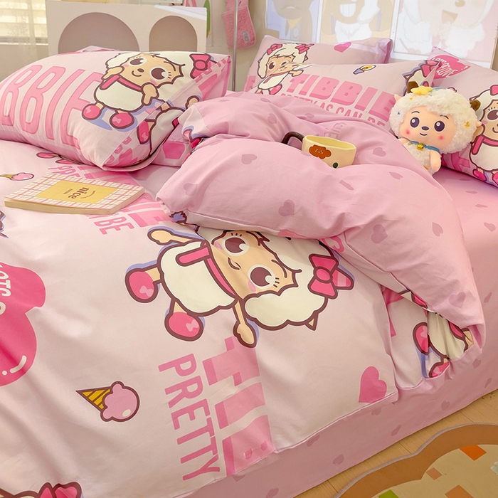 91家纺网 家纺一手货源 找家纺 小懒猪 2025新款卡通专版13372全棉喜羊羊系列四件套 可爱美羊羊