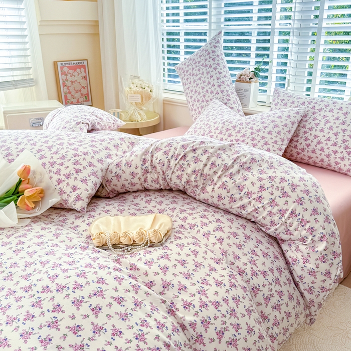 91家纺网 家纺一手货源 找家纺 金米诺 2024款A类有氧针织棉双层纱加厚四件套 花境