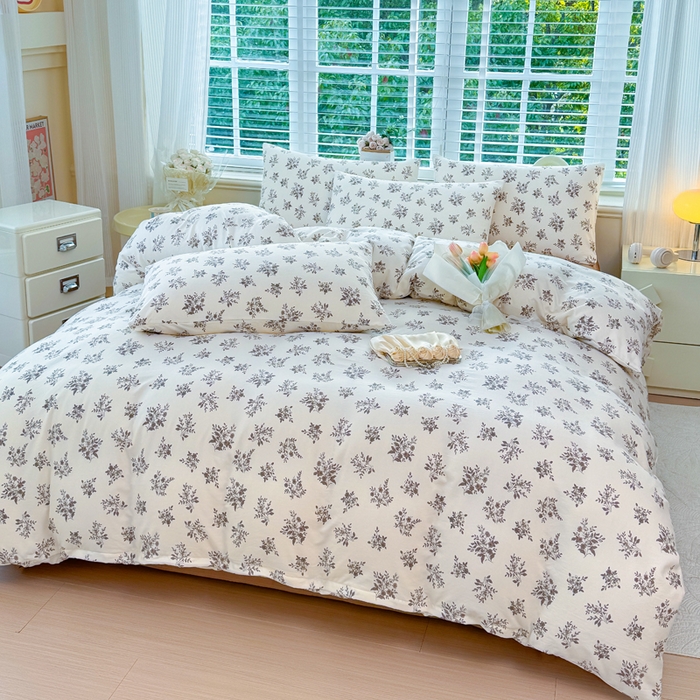 91家纺网 家纺一手货源 找家纺 金米诺 2024款A类有氧针织棉双层纱加厚四件套 暖日回忆