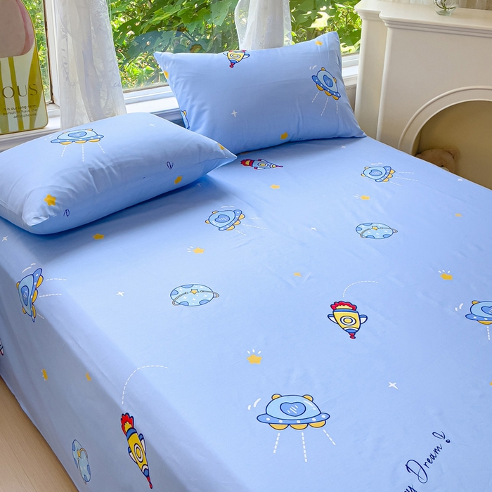 91家纺网 家纺一手货源 找家纺 金鑫汇家纺 2025新款超好卖全棉单床单 翱翔太空