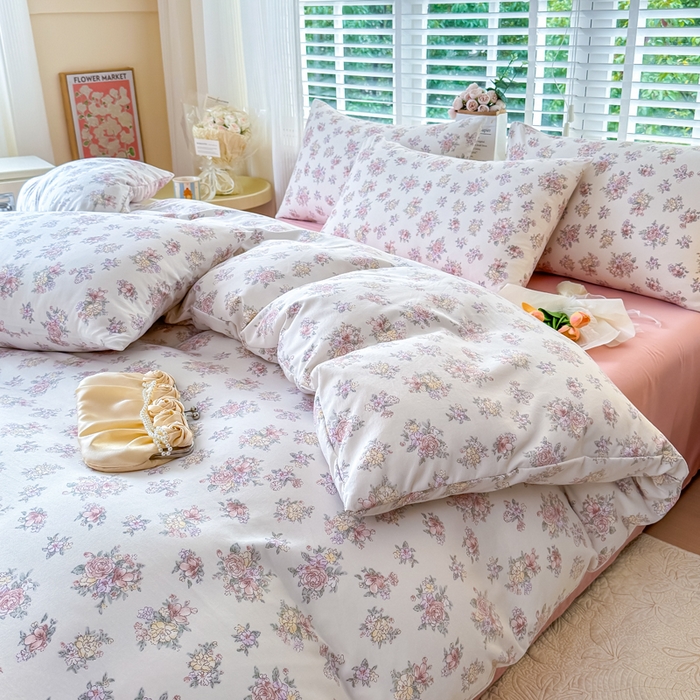 91家纺网 家纺一手货源 找家纺 金米诺 2024款A类有氧针织棉双层纱加厚四件套 晨汐