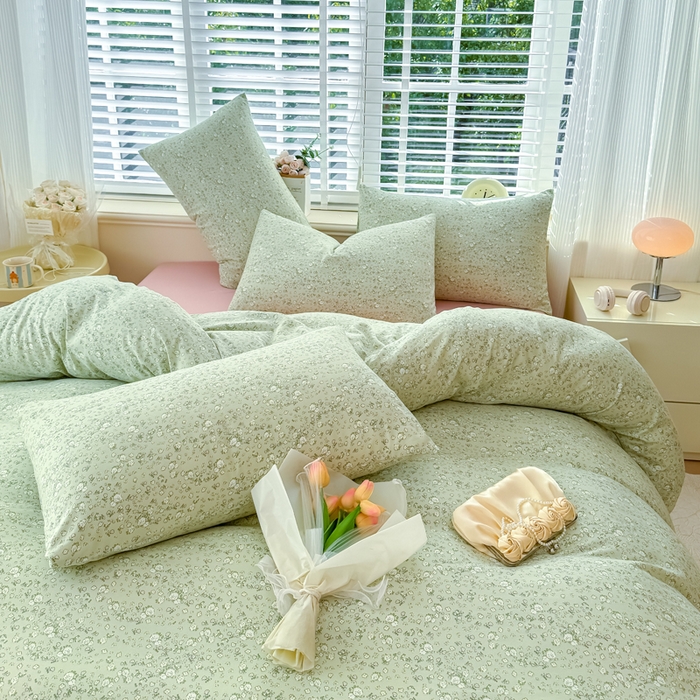 91家纺网 家纺一手货源 找家纺 金米诺 2024款A类有氧针织棉双层纱加厚四件套 秘密花园