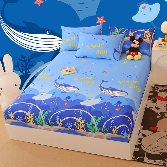 91家纺网 家纺一手货源 找家纺 金鑫汇家纺 2025新款超好卖全棉单床笠 海族馆