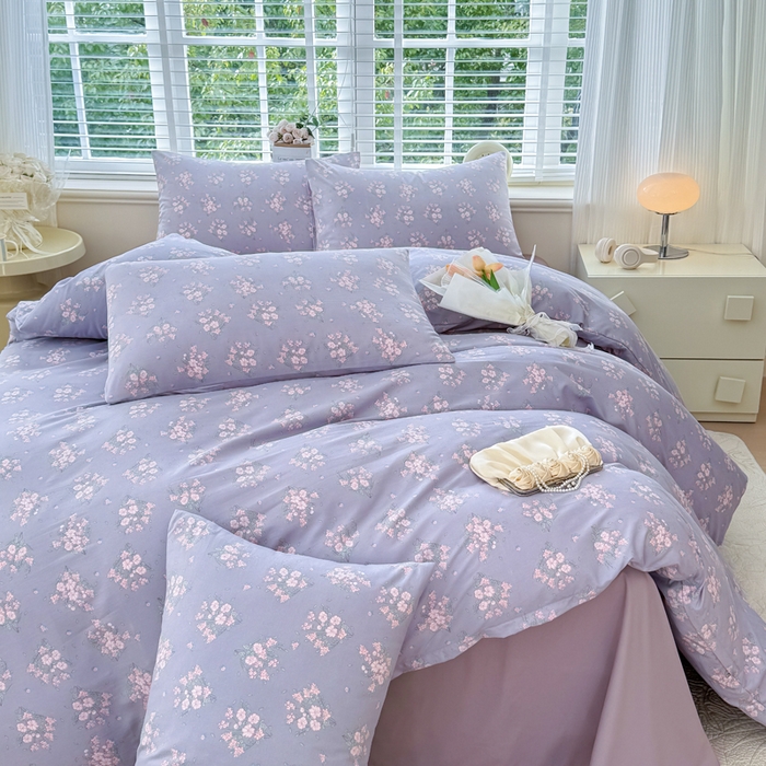 91家纺网 家纺一手货源 找家纺 金米诺 2024款A类有氧针织棉双层纱加厚四件套 花俏