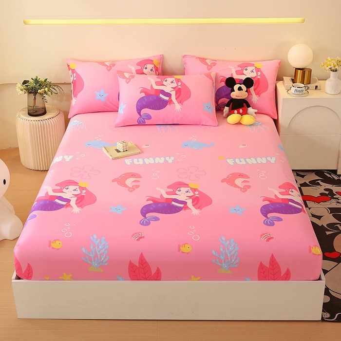 91家纺网 家纺一手货源 找家纺 金鑫汇家纺 2025新款超好卖全棉单床笠 小美人鱼