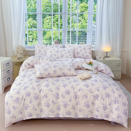 91家纺网 家纺一手货源 找家纺 金米诺 2024款A类有氧针织棉双层纱加厚四件套 娜朵