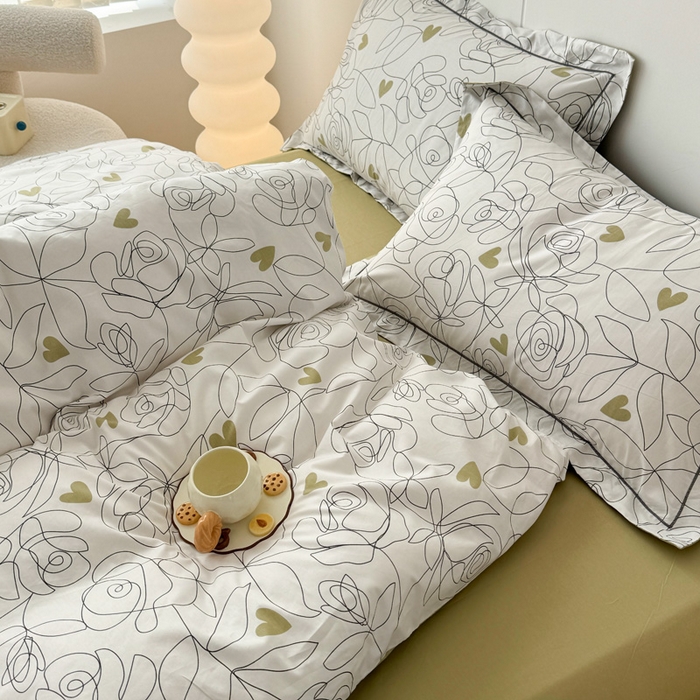 91家纺网 家纺一手货源 找家纺 2025新款133X76宽幅全棉纯棉印花系列四件套 玫瑰爱情