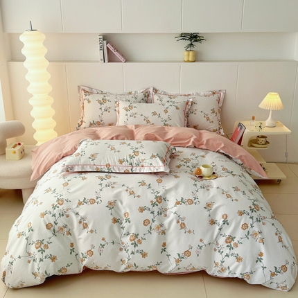 2025新款133X76宽幅全棉纯棉印花系列四件套 锦夏