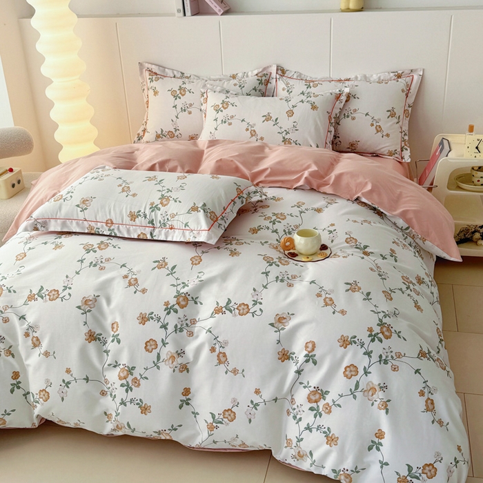 91家纺网 家纺一手货源 找家纺 2025新款133X76宽幅全棉纯棉印花系列四件套 锦夏