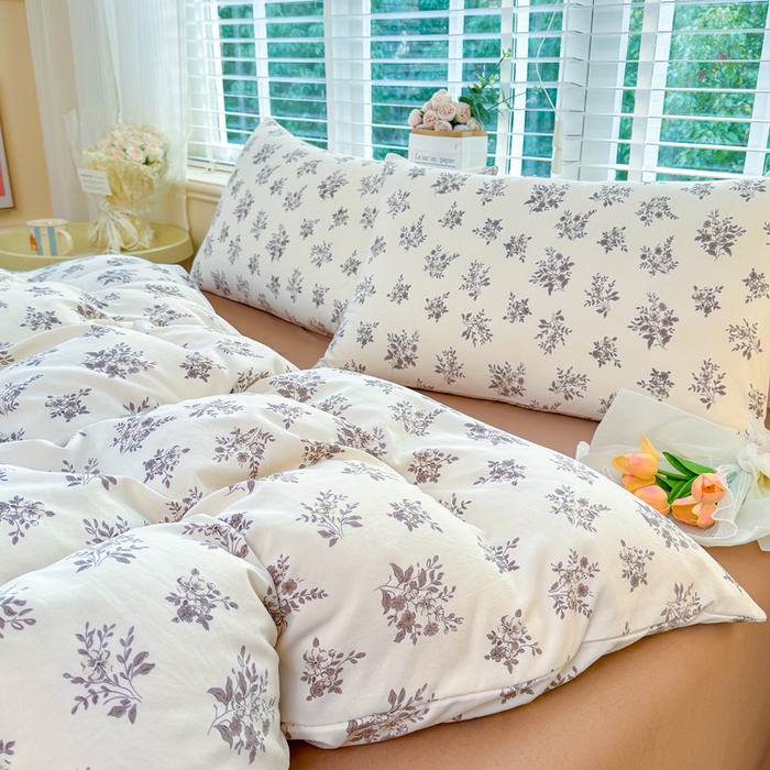 91家纺网 家纺一手货源 找家纺 金米诺 2024款A类有氧针织棉双层纱加厚四件套 暖日回忆