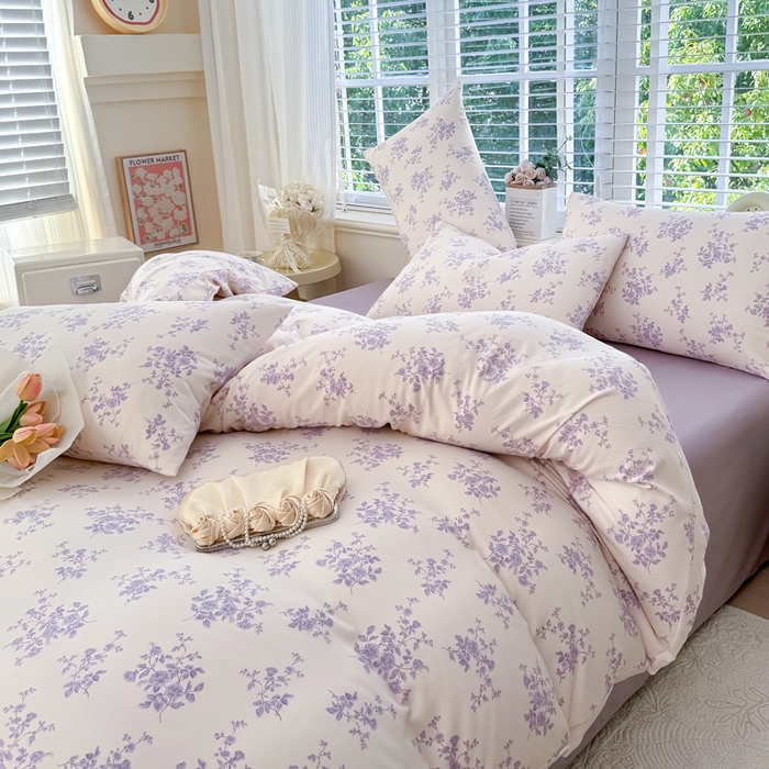 91家纺网 家纺一手货源 找家纺 金米诺 2024款A类有氧针织棉双层纱加厚四件套 娜朵