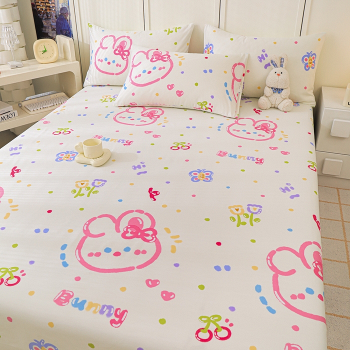 91家纺网 家纺一手货源 找家纺 金鑫汇家纺 2025新款超好卖全棉单床单 奇趣小兔