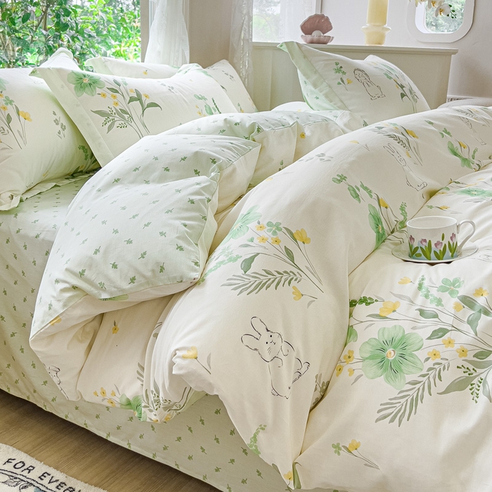 91家纺网 家纺一手货源 找家纺 2023-2024新款13070全棉好卖花型套件系列-四件套 花信子