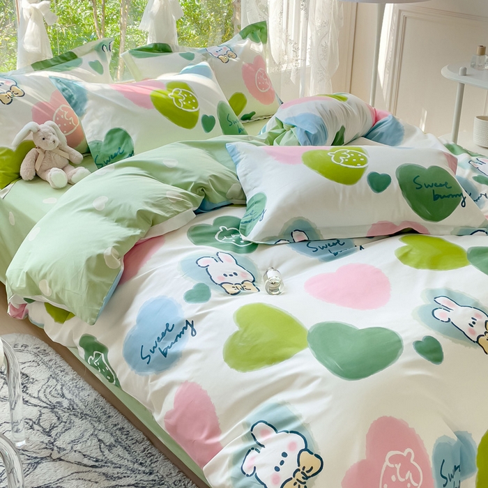 91家纺网 家纺一手货源 找家纺 2023-2024新款13070全棉好卖花型套件系列-单床笠 心心念念