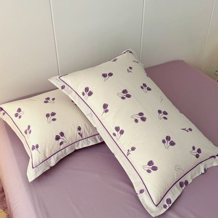 91家纺网 家纺一手货源 找家纺 2025新款13376宽幅全棉印花单枕套系列（有单品可定制） 郁见你-紫