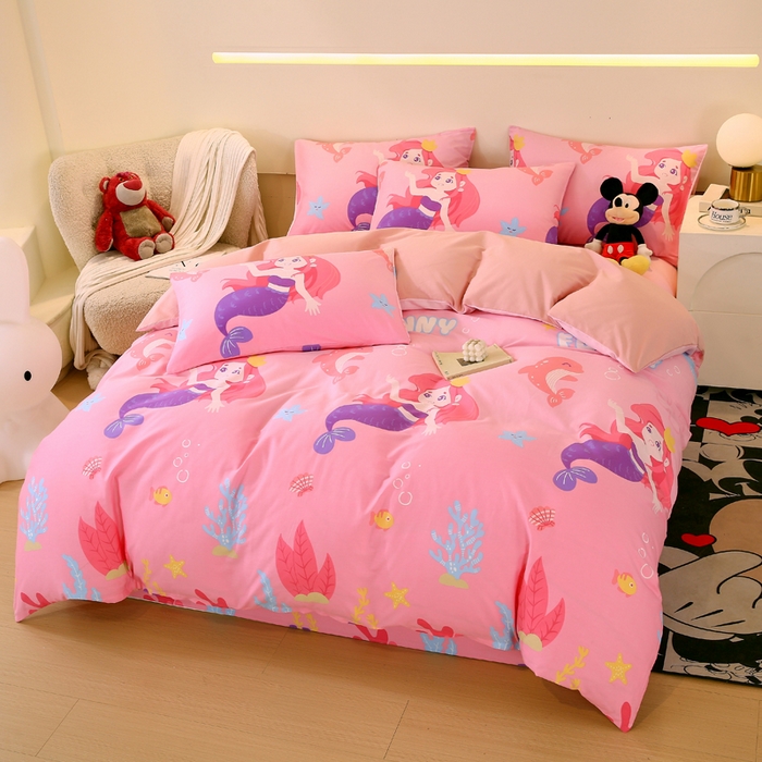 91家纺网 家纺一手货源 找家纺 2023-2024新款13070全棉好卖花型套件系列-四件套 小美人鱼