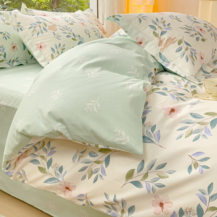 91家纺网 家纺一手货源 找家纺 2023-2024新款13070全棉好卖花型套件系列-四件套 莫妮卡