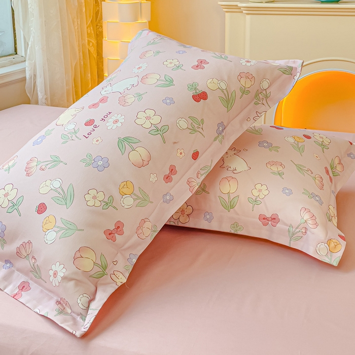 91家纺网 家纺一手货源 找家纺 2023-2024新款13070全棉好卖花型套件系列-单枕套 荷枝桃桃