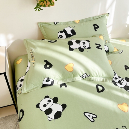 天之爱 2025新款全棉印花单枕套熊猫宝贝