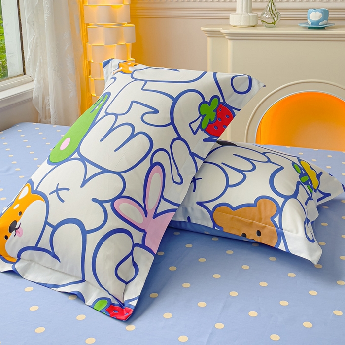 91家纺网 家纺一手货源 找家纺 2023-2024新款13070全棉好卖花型套件系列-单枕套 字母派对