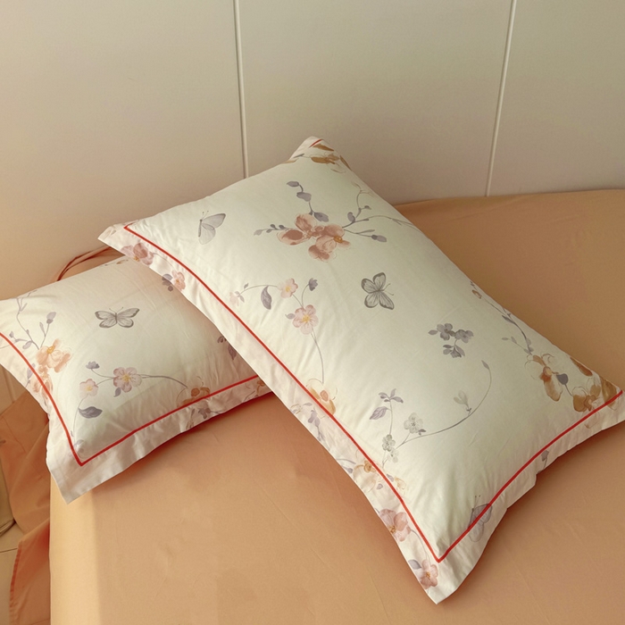 91家纺网 家纺一手货源 找家纺 2025新款13376宽幅全棉印花单枕套系列（有单品可定制） 花弄影-米