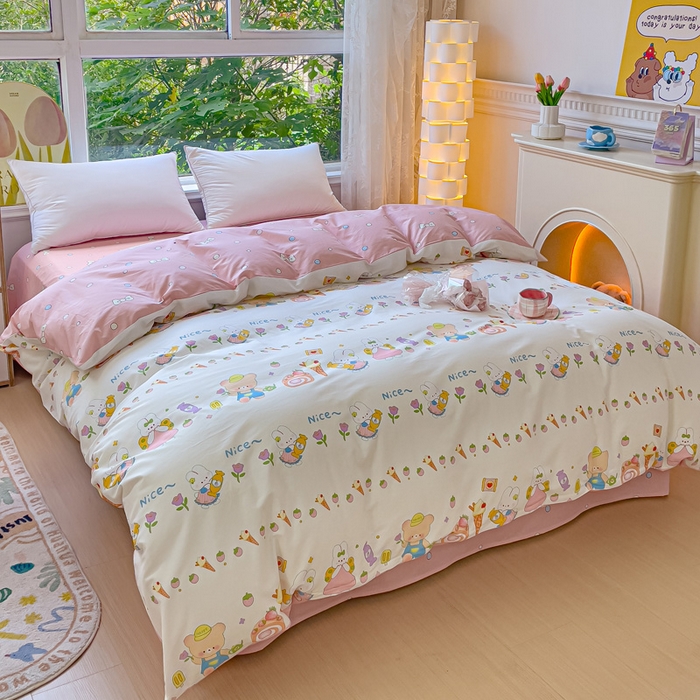 91家纺网 家纺一手货源 找家纺 2023-2024新款13070全棉好卖花型套件系列-单床笠 糖水日记