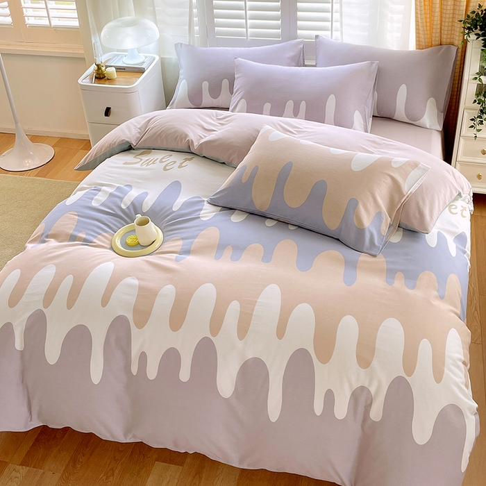 91家纺网 家纺一手货源 找家纺 2023-2024新款13070全棉好卖花型套件系列-四件套 奶油粉