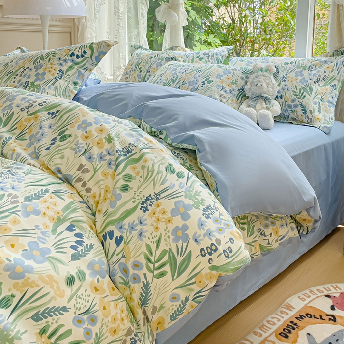 91家纺网 家纺一手货源 找家纺 2023-2024新款13070全棉好卖花型套件系列-四件套 踏青