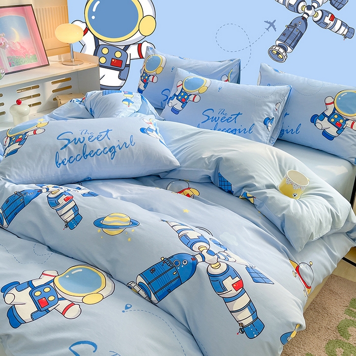 91家纺网 家纺一手货源 找家纺 2023-2024新款13070全棉好卖花型套件系列-四件套 宇宙奥秘