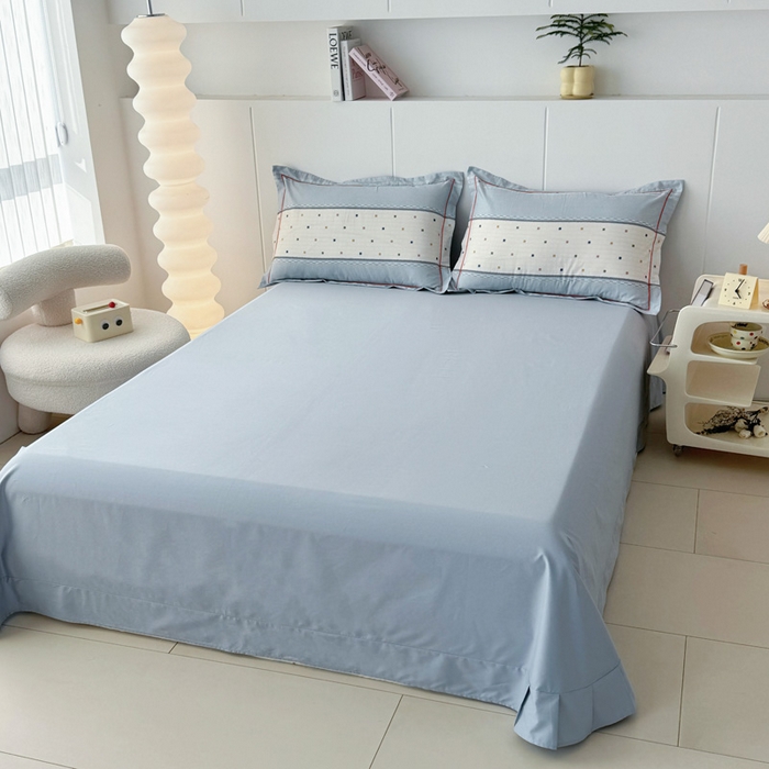 91家纺网 家纺一手货源 找家纺 2025新款13376宽幅全棉印花单床单系列可定制 时尚韵律-蓝