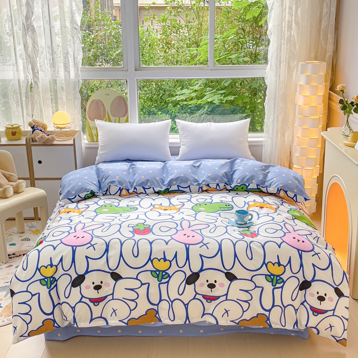 91家纺网 家纺一手货源 找家纺 2023-2024新款13070全棉好卖花型套件系列-四件套 字母派对